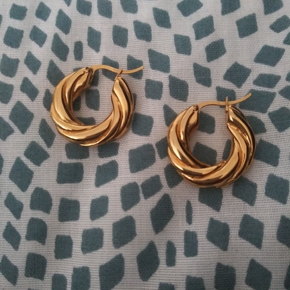 Gold Hoops 24Kt - Picture 3 of 3